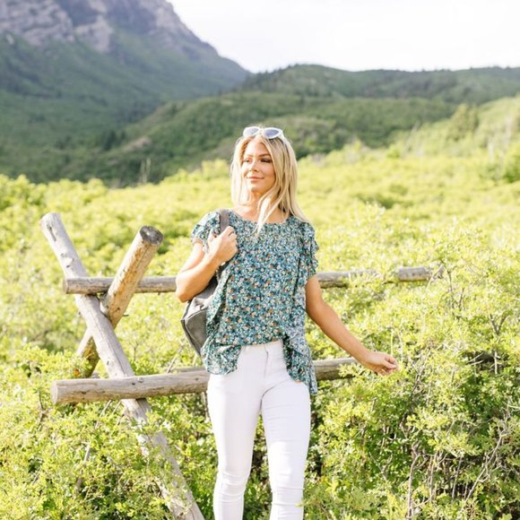 Cascading Ruffles Top In Aqua - Picture 6 of 8